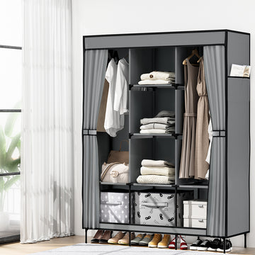 Artiss Portable Fabric Wardrobe Closet Large Capacity Grey