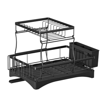 Cefito 2-Tier Dish Drying Rack Black Steel Mesh