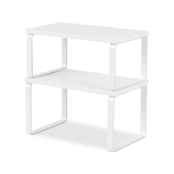 Kitchen Storage Shelf Set of 2 White Cabinet Organiser
