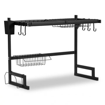 Cefito 2-Tier Over Sink Dish Drying Rack Black Carbon Steel 65cm