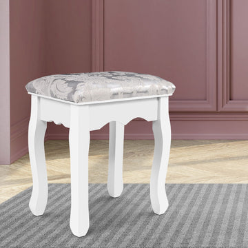 Artiss Dressing Table Stool White Linen Fabric
