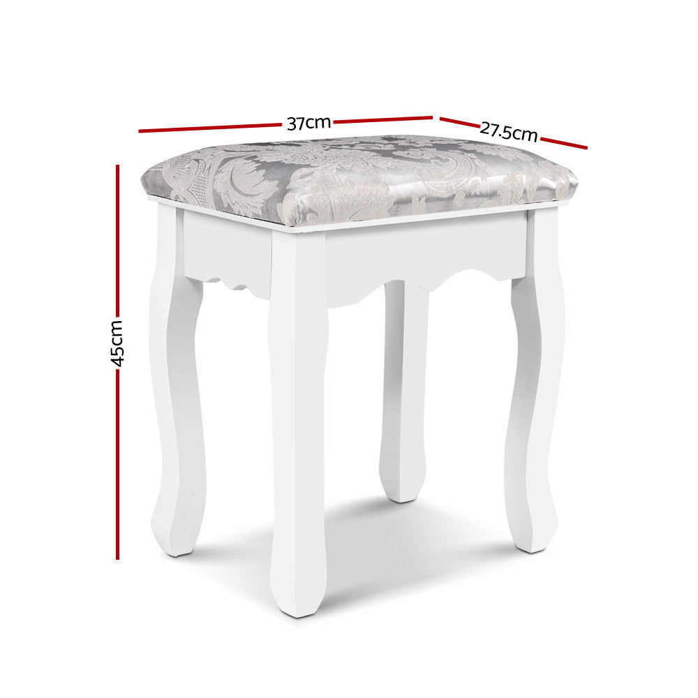Artiss Dressing Table Stool White Linen Fabric