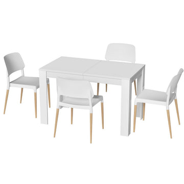 Artiss Rectangular Dining Set 4-Seater White Melamine