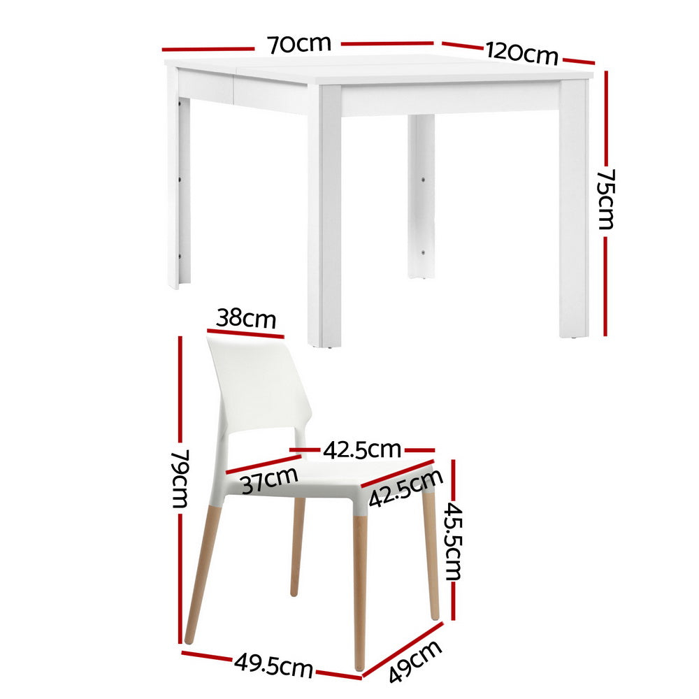 Artiss Rectangular Dining Set 4-Seater White Melamine