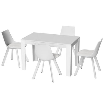 Artiss Rectangular Dining Set 4-Seater White Steel Legs