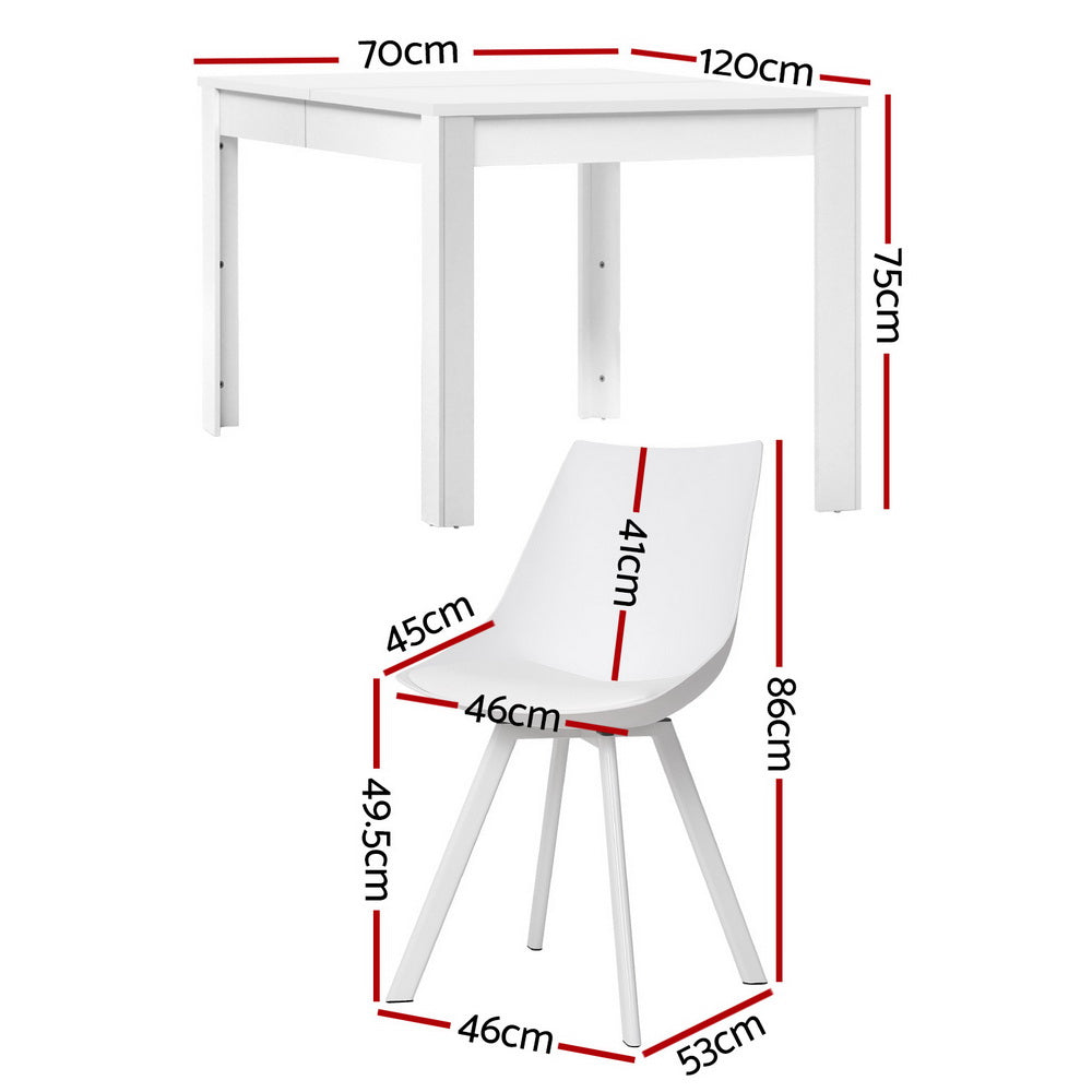 Artiss Rectangular Dining Set 4-Seater White Steel Legs