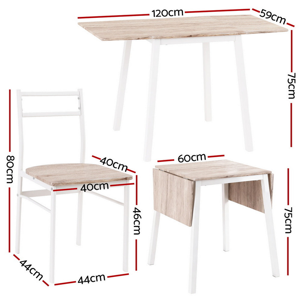 Artiss 5-Piece Foldable Dining Table and Chairs Natural White