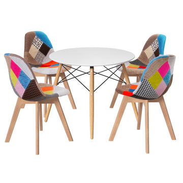 Artiss Dining Set 4-Seater White with Eiffel Chairs
