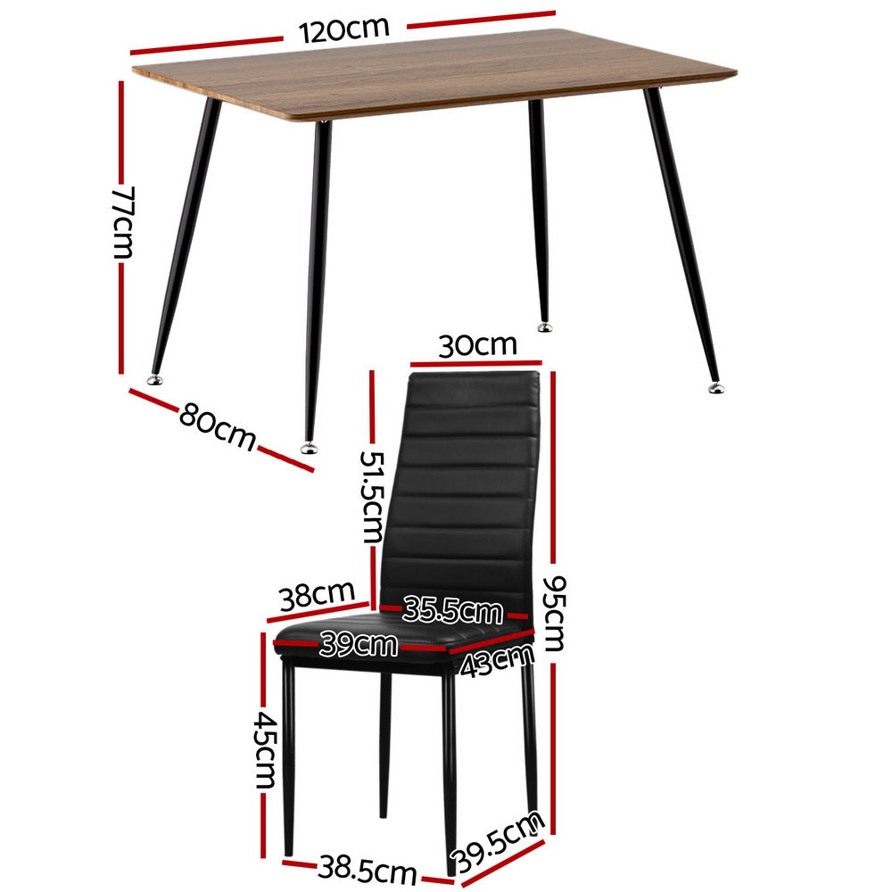 Artiss Dining Table and Chairs Set Industrial Rectangle 120x80cm