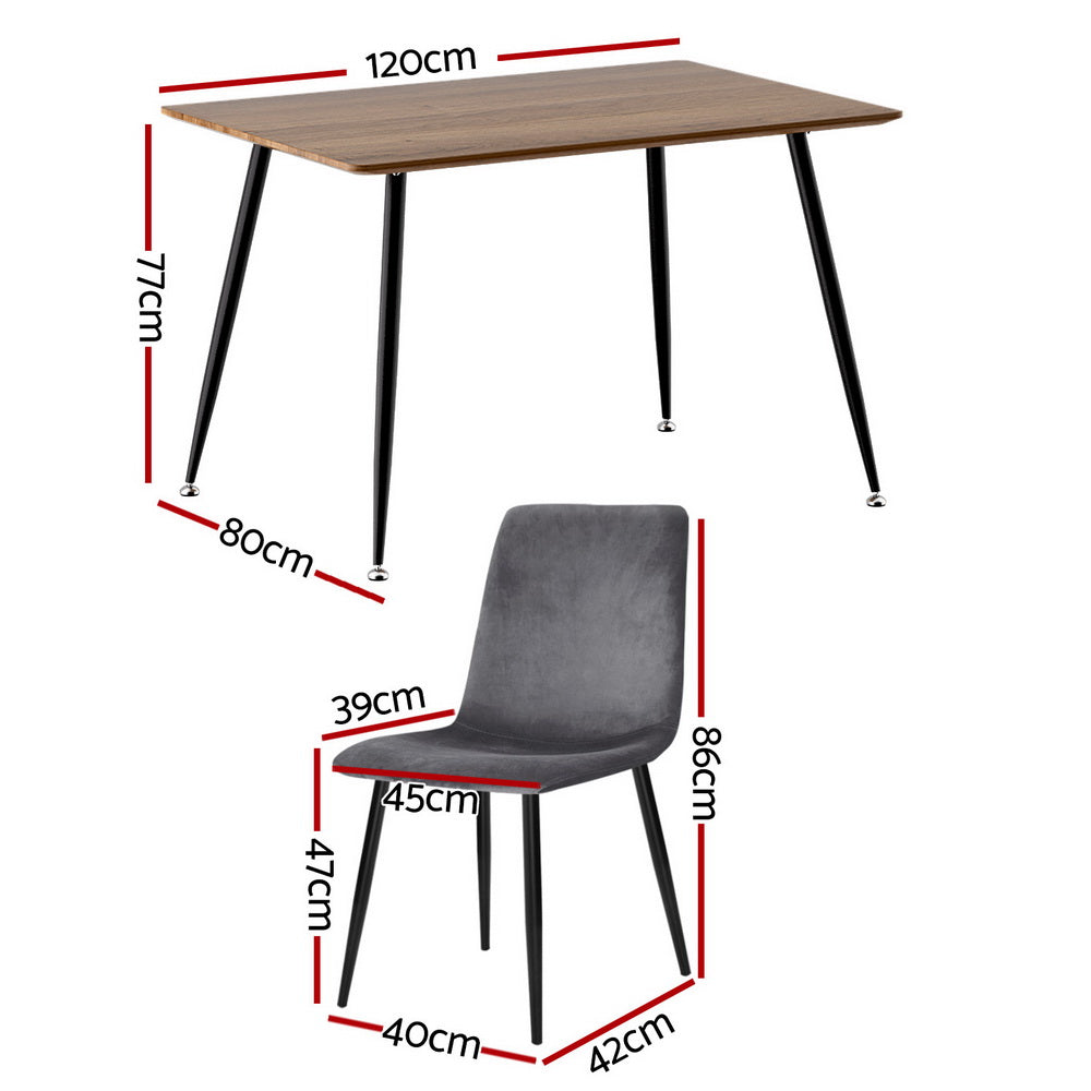Artiss Industrial Dining Table and 4 Chairs Set Grey