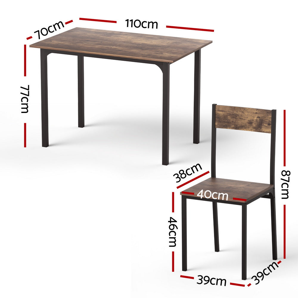 Artiss 5-Piece Dining Table and Chairs Rustic Brown