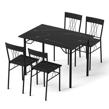 Artiss 5-Piece Dining Table and Chairs Marble Black