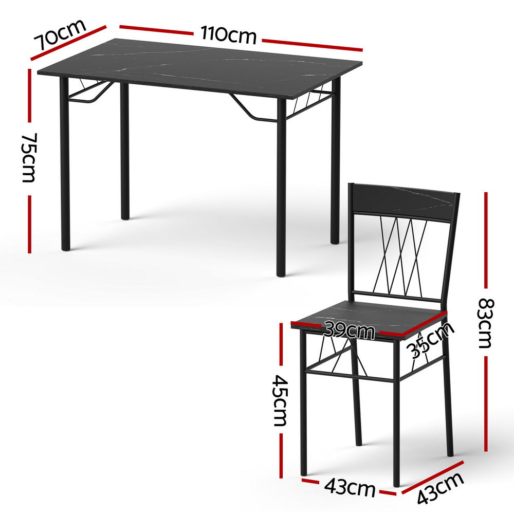Artiss 5-Piece Dining Table and Chairs Marble Black