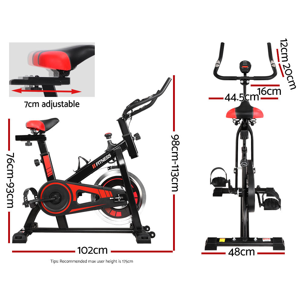 Everfit Spin Bike Stationary for Home Gym Cardio Training 6kg Flywheel Black