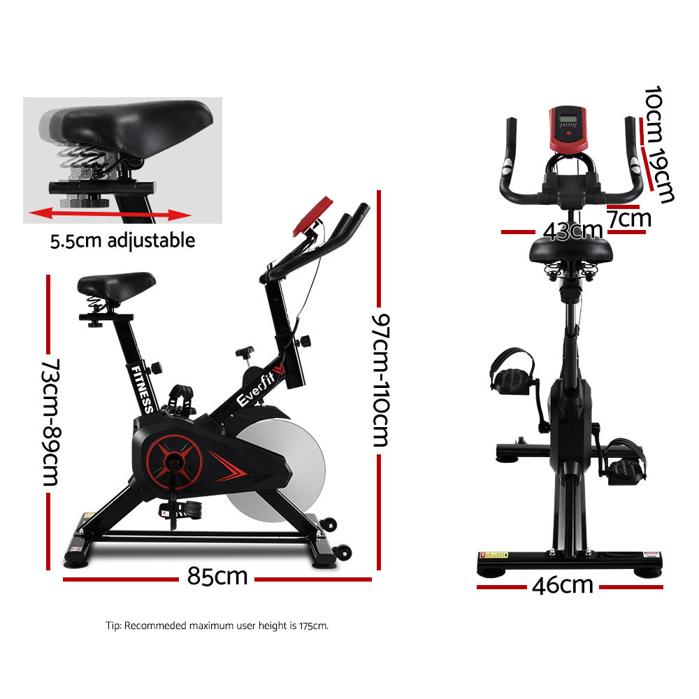 Everfit Spin Bike Exercise Cycle with 6kg Flywheel Black