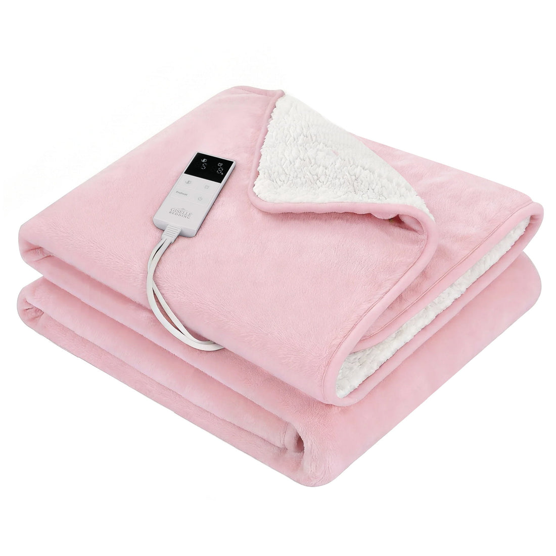 Giselle Bedding Electric Throw Rug Reversible Flannel Sherpa Pink