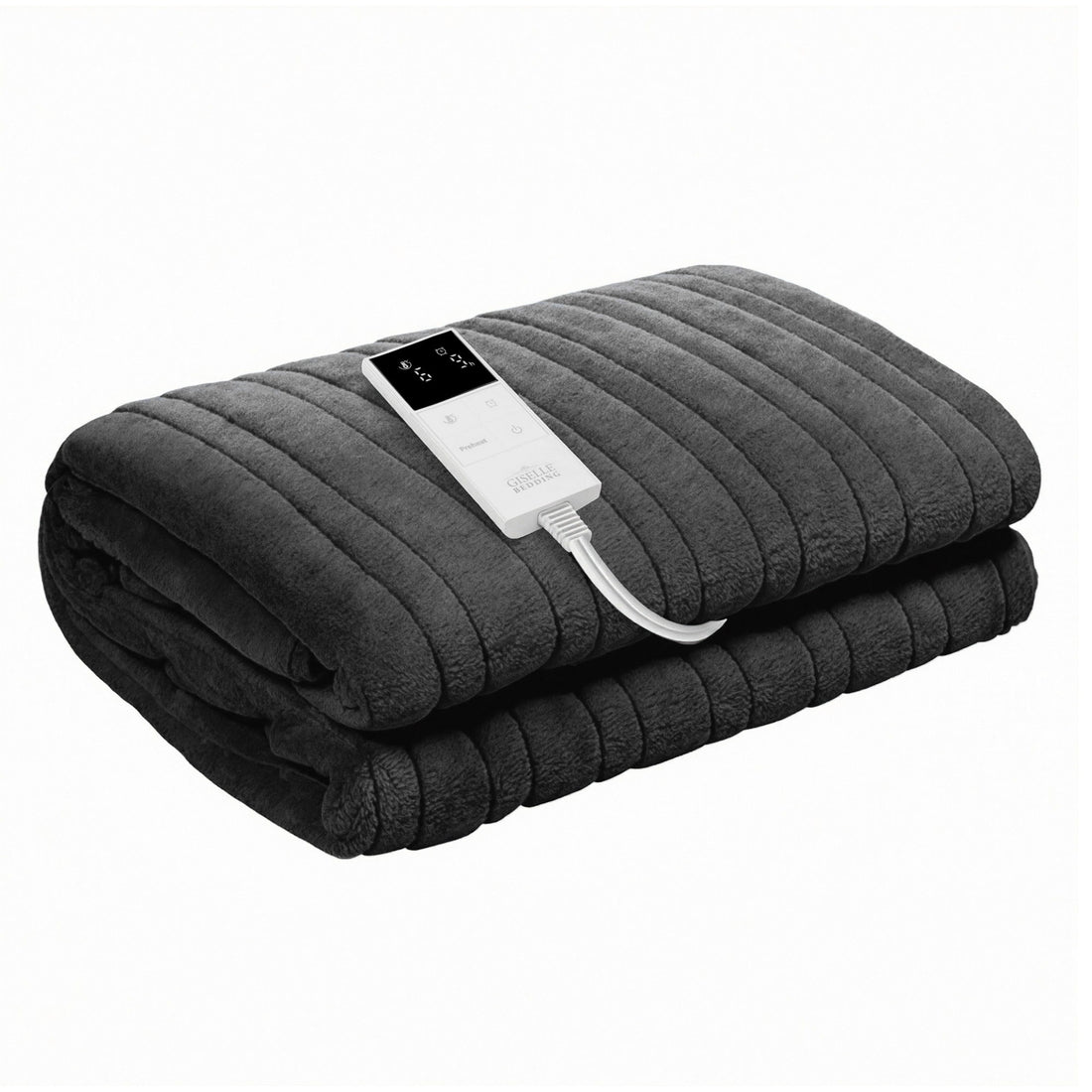 Giselle Bedding Electric Throw Rug Heated Coral Fleece Grey