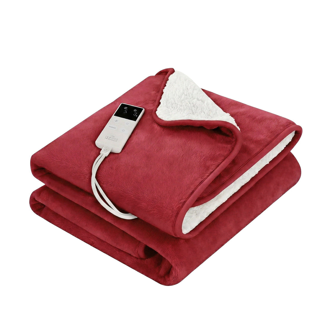 Giselle Bedding Electric Heated Throw Rug Flannel Sherpa Burgundy