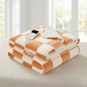 Giselle Bedding Electric Heated Throw Rug Flannel Sherpa Yellow