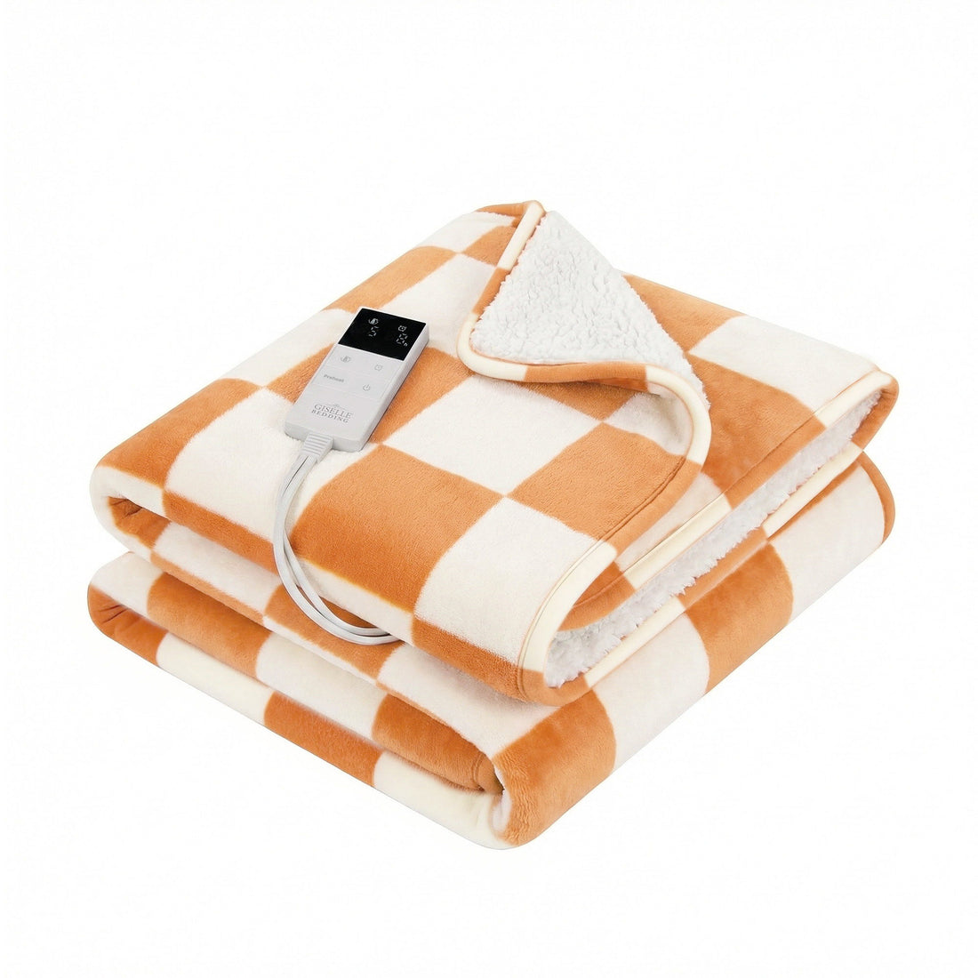 Giselle Bedding Electric Heated Throw Rug Flannel Sherpa Yellow