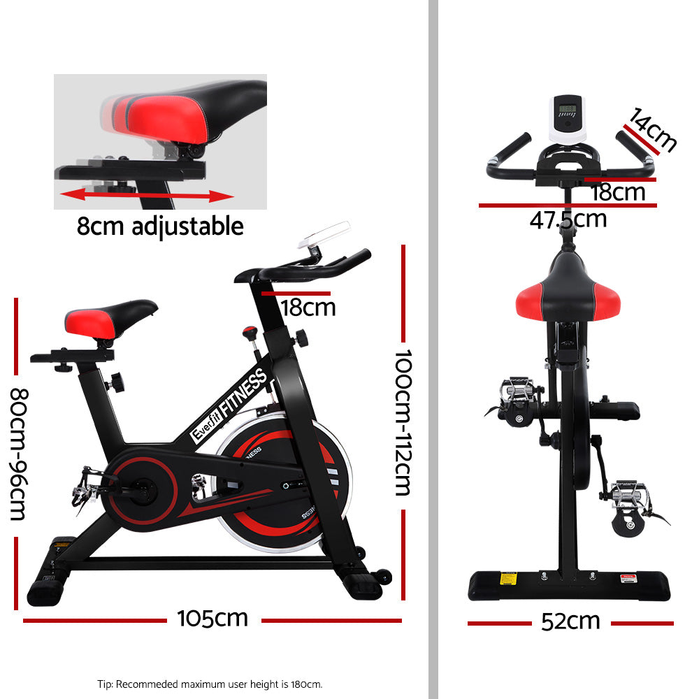 Everfit Spin Bike 6kg Flywheel Indoor Cardio Cycling Home Gym