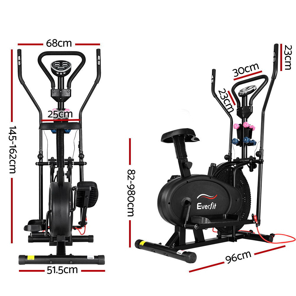 Everfit 6 in 1 Elliptical Cross Trainer Bike Home Gym Black