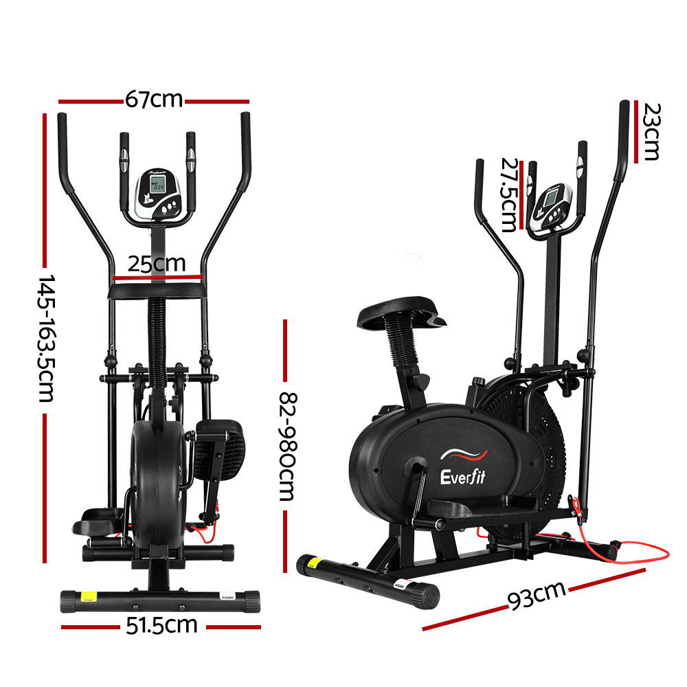 Everfit 5 in 1 Elliptical Cross Trainer Bike Home Gym Black