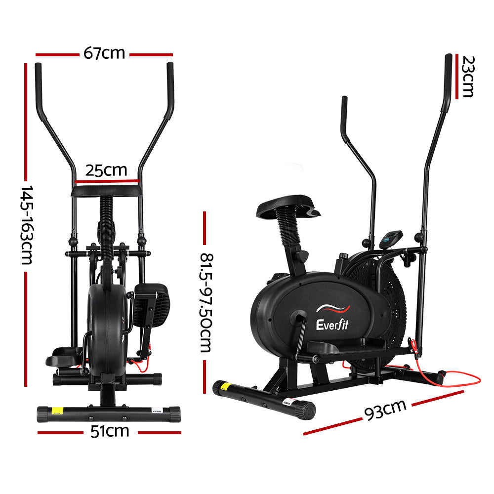 Everfit 4 in 1 Elliptical Cross Trainer Bike Home Gym Black