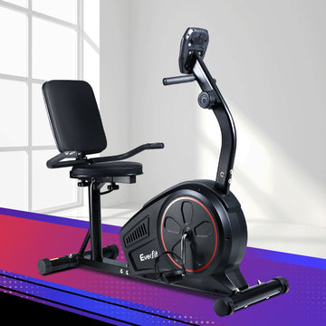 Everfit Recumbent Exercise Bike for Home Gym Cardio 8 Level Magnetic Black
