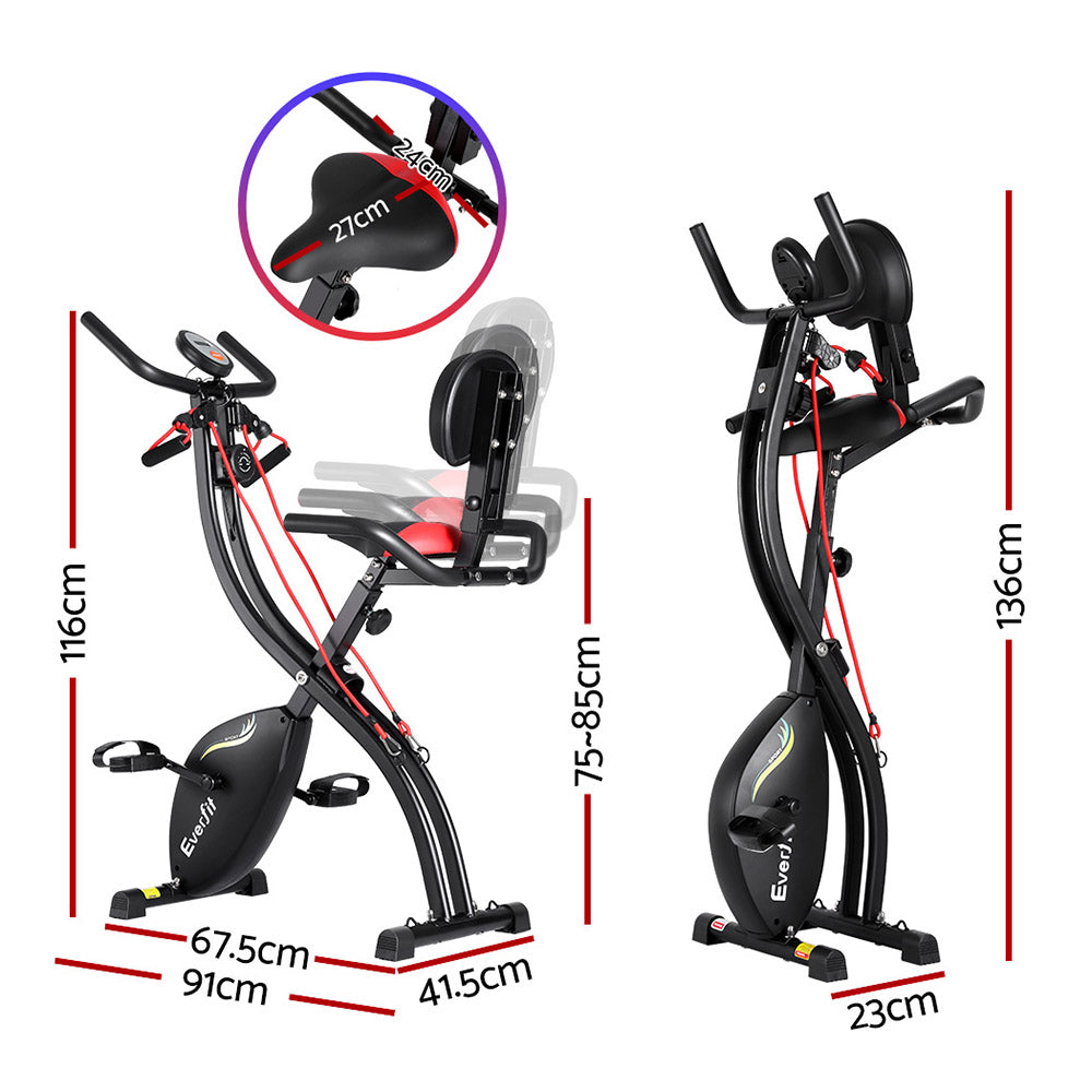 Everfit Folding X-Bike Exercise Bike Magnetic 8-Level Black