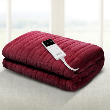 Giselle Bedding Electric Throw Rug Warming Blanket Coral Fleece Red