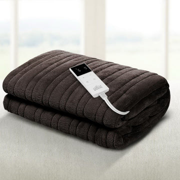 Giselle Bedding Electric Throw Rug Warming Blanket Coral Fleece Chocolate