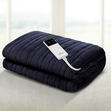 Giselle Bedding Electric Throw Rug Heated Coral Fleece Charcoal