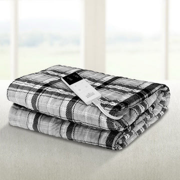 Giselle Bedding Electric Heated Throw Rug Flannel Snuggle Blanket Grey