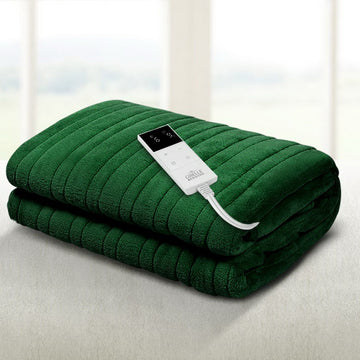 Giselle Bedding Electric Heated Throw Rug Coral Fleece Snuggle Green
