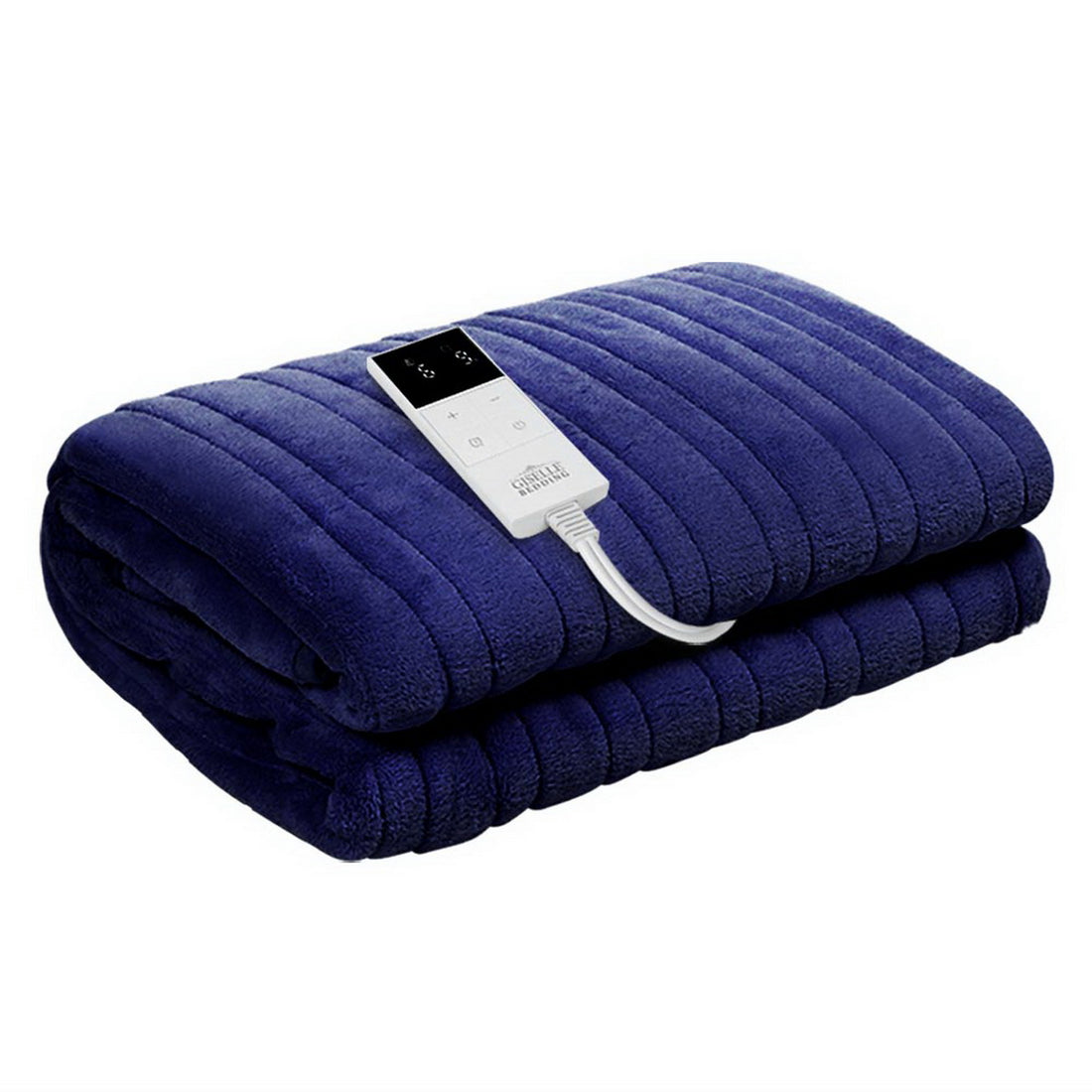 Giselle Bedding Electric Throw Rug Heated Coral Fleece Navy Blue
