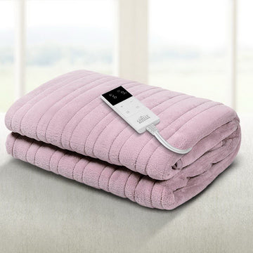 Giselle Bedding Electric Throw Rug Warming Blanket Coral Fleece Pink