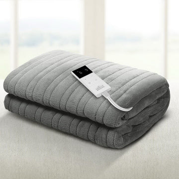 Giselle Bedding Electric Throw Rug Warming Blanket Coral Fleece Silver