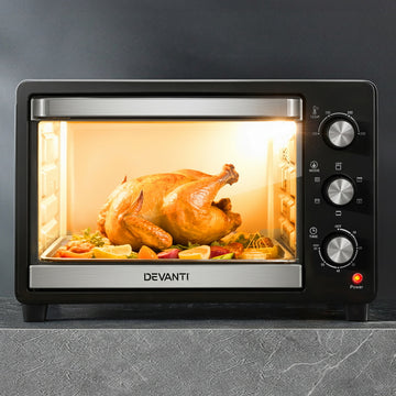 Devanti 30L Convection Oven 1600W with Slide Cutter Black