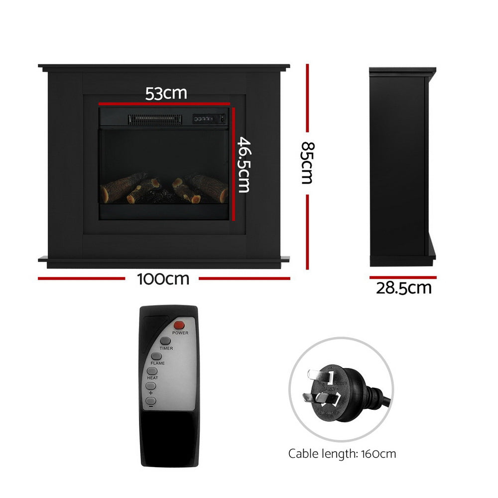 Devanti Electric Mantel Fireplace 2000W Black