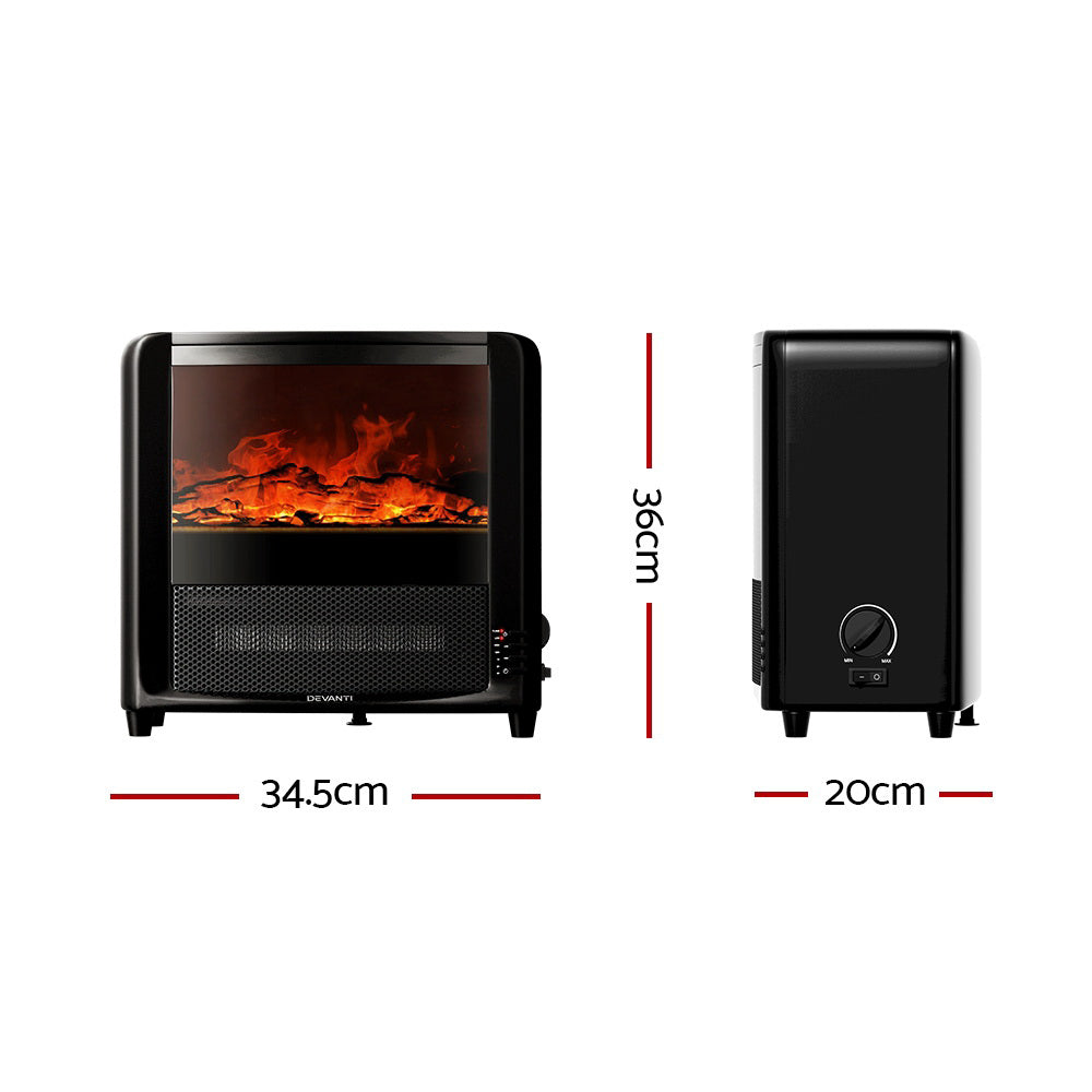 Devanti Electric Fireplace Heater 2000W Black