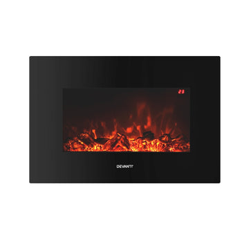Devanti Electric Fireplace 2000W with 3D Flame Black