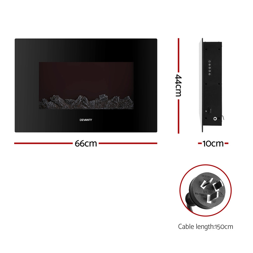 Devanti Electric Fireplace 2000W with 3D Flame Black