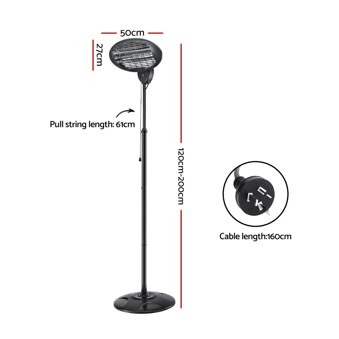 Devanti Outdoor Electric Patio Heater 2000W Black