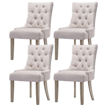 Artiss French Provincial Linen Dining Chair Set of 4 Beige