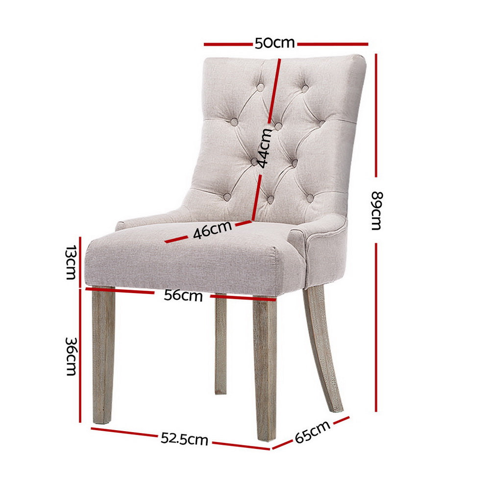 Artiss French Provincial Linen Dining Chair Set of 4 Beige
