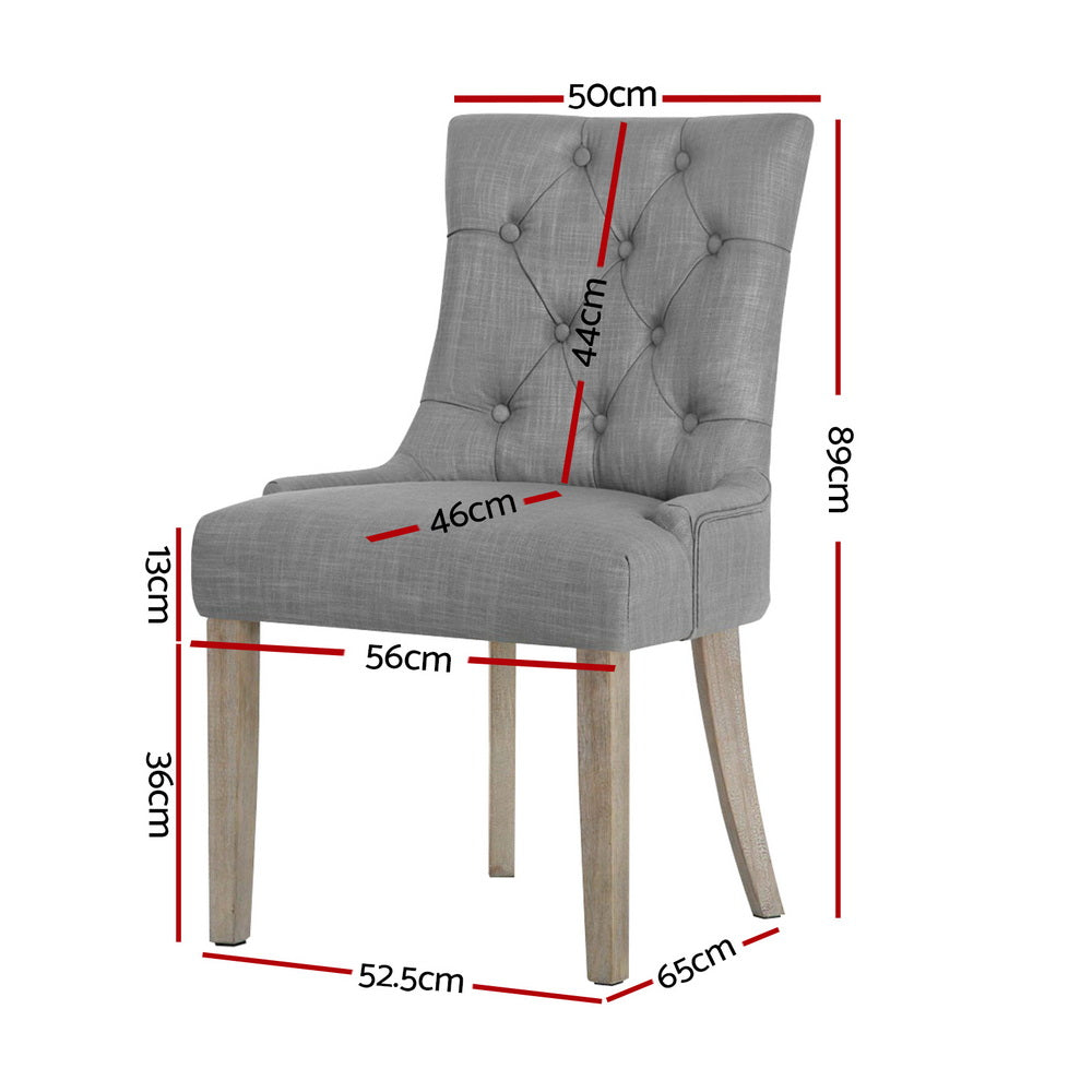 Artiss French Provincial Dining Chairs Set of 4 Linen Grey