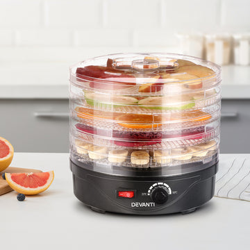 Devanti 5 Tray Food Dehydrator for Beef Jerky Black
