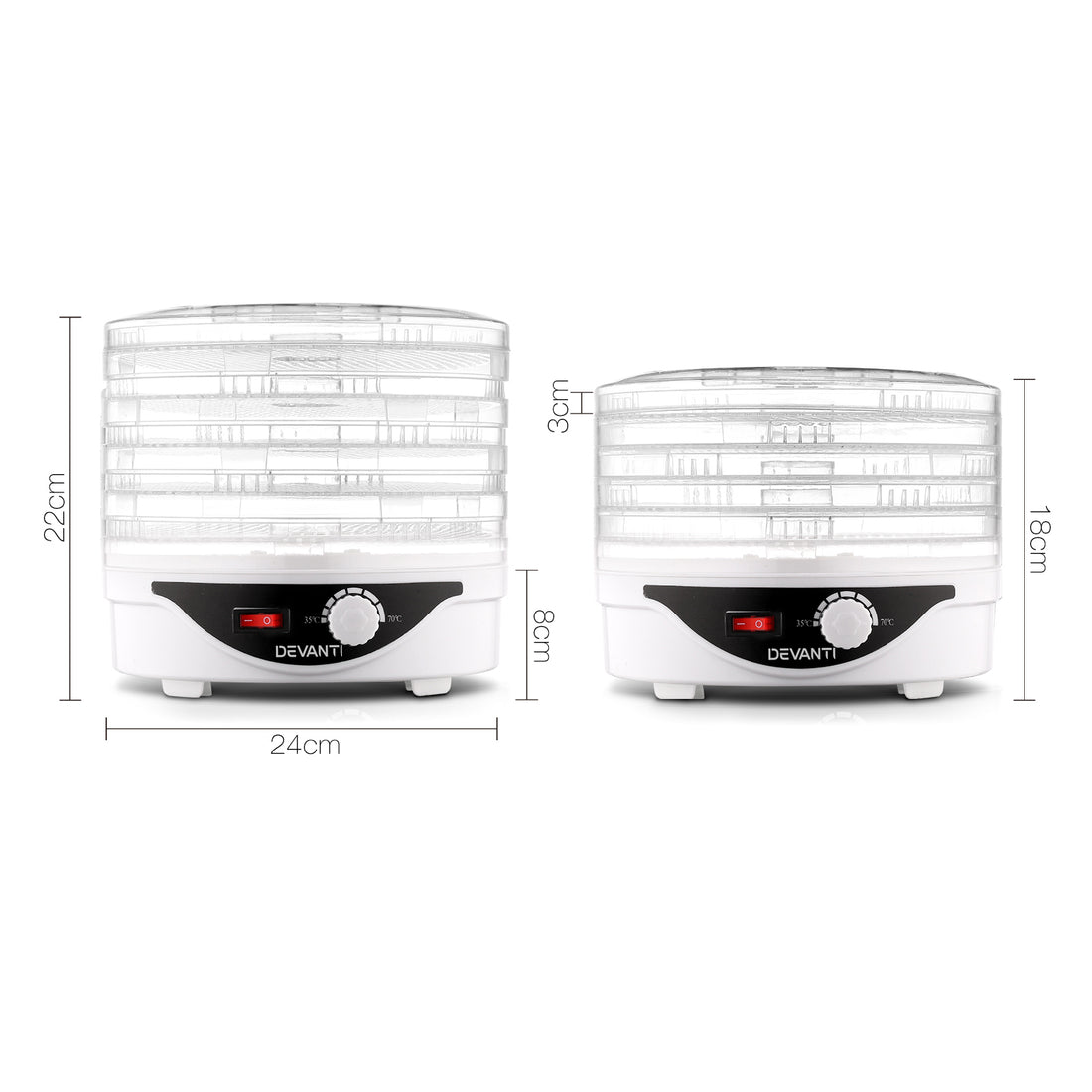 Devanti 5 Tray Food Dehydrator for Beef Jerky White