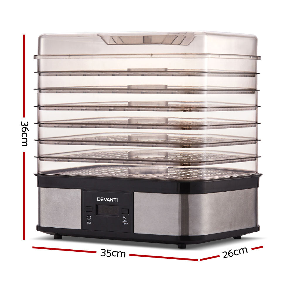 Devanti Stainless Steel Food Dehydrator 7 Tray 40-70C